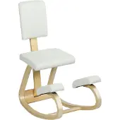 Aosom Ergonomiška klūpėjimo kėdė, beržo mediena, kreminė balta, 120 kg maksimaliai apkrovai