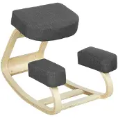Aosom Ergonomiška klūpėjimo kėdė, beržo mediena, tamsiai pilka, 120 kg maksimaliai apkrovai