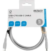 Deltaco – USB-C - C charging cable USB2.0, SPR, silicone, 1,5m, Grey (USBC-2015GR)