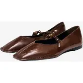 ALOHAS Sway Beads Rift Brown Leather Ballet Flats - Brown - 41