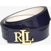 Ralph Lauren Logo Reversible Patent Leather Belt - Navy - M