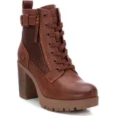 Refresh for woman. 17123201-CAMEL Ankle boots with buckle -Height heel 8cm- brown (39), 5 to 8 cm, Laces, Zip, Casual, Imitation leather