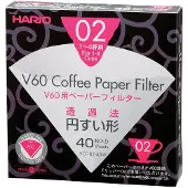 Hario V60 paperiset kahvinsuodattimet koko 02 valkoinen 40 kpl laatikossa