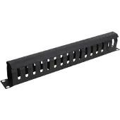 Deltaco – 1U kaapelinkeräin 19" räkkiin, 16 koloa, metallia, 450mm (19-25)
