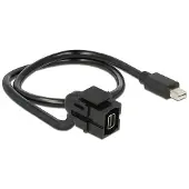 DeLOCK Keystone modul, Mini DP ho - Mini DP ha, 0,5m kabel, svart