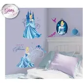 HMD Wallstickers - Princess Cinderella Glamour - Blue - ONE SIZE
