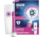 Oral-B Braun Oral-B PRO750 3D -sähköhammasharja, vaaleanpunainen + säilytyskotelo