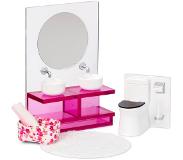 Lundby - Bathroom Doll House Furniture Suite Set White/Pink - 4+ years - White