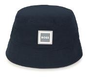 Hugo Boss Kids' bucket hat in cotton twill with logo badge