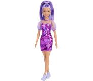 Barbie Fashionistas Doll Petite Long Purple Hair & Purple Metallic Dress Sheer Bodice & Sleeves Purple Sneakers Monivärinen 3 Years