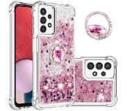 Tyyliluuri Samsung Galaxy A13 / A04s pinkki glitter hile sormuspidike suojakuori