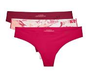 Under Armour - Women's Pure Stretch Thong 3 Pack Print - Perusalusvaatteet XL, vaaleanpunainen/punainen