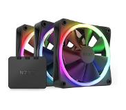 NZXT F120 RGB 3-pack & RGB-ohjain - Musta - Kotelotuuletin - 120 mm - Musta RGB LED valolla - 28 DBA