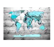 Artgeist World Map: Blue Continents itseliimautuva fototapetti
