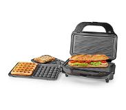 Nedis Multi grilli | Grilli / Sandwich / Waffle | 900 W | 28 x 15 cm | Automaattisella lämpötilan ohjauksella | Muovi / Ruostumaton Teräs
