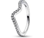 Pandora Timeless Ring Stackable Sparkling Wave Ring Sterling silver sormus 192539C01-56