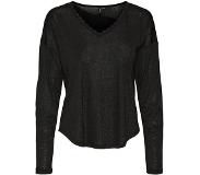 Vero Moda Lidy Long Sleeve V Neck T-shirt Musta S Nainen