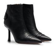 HUGO BOSS Tumbled-leather boots with 9cm heel and metal trim