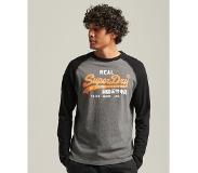 Superdry Vintage Vl Heritage Raglan Long Sleeve T-shirt Musta,Harmaa 2XL Mies