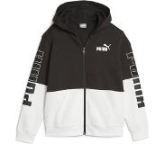 Puma Power Colorblock Fl B Full Zip Sweatshirt Valkoinen,Musta 11-12 Years Poika