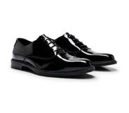 HUGO BOSS Patent-leather Oxford shoes with stacked logo