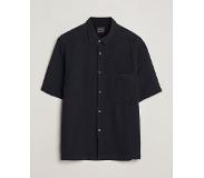 Oscar Jacobson Short Sleeve City Crepe Cotton Shirt Black
