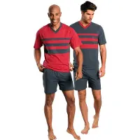 Le jogger Lyhyt pyjama tummanharmaa / punainen