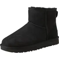 Ugg for woman. 1016222 Classic Mini II leather ankle boots black (40), Flat, None, Casual