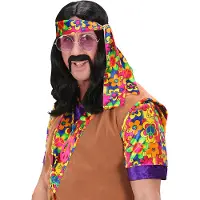 Finidi Pitkä musta hippiperuukki aikuisille