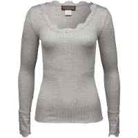Rosemunde Rwbenita Silk Ls O-Neck Lace T-Shir - Grey - XS