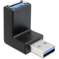 DeLOCK USB-A uros – USB-A naaras -kulmasovitin, musta