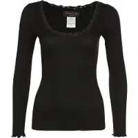 Rosemunde Rwbabette Silk Ls U-Neck Lace T-Shirt - Black - XL