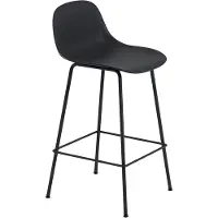 Muuto Fiber baarituoli, 65 cm, putkijalat, musta