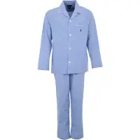 Ralph Lauren for man. 714514095001 Poplin long pyjamas with blue vichy checks (S), Homewear, Cotton, Long sleeve