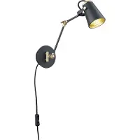 TRIO Edward seinävalaisin E14 25cm mattamusta/kulta