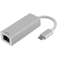 Deltaco PRIME USBC-1077 - USB-C - Gigabit Ethernet -verkkosovitin, Hopea