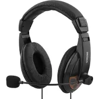 Deltaco Suljettu headset, mikrofoni & äänensäätö, 2,5m, musta