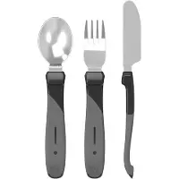 Twistshake Learn Cutlery Stainless Steel 12+M Black - Black - ONE SIZE