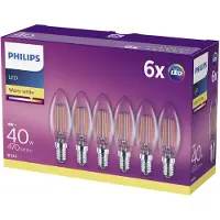 Philips 6 kpl LED E14 Crown 4W (40W) Kirkas 470lm