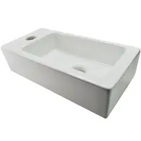 Wiesbaden Pieni suorakulmainen keraaminen pesuallas 36x18 cm XS RHEA, valkoinen, hana vasemmalla