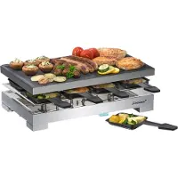 Steba RC 68 -raclettegrilli, 8 hengelle, 1200 W, musta/hopea