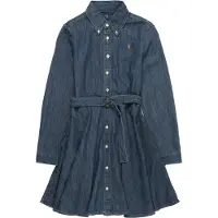 Ralph Lauren Belted Cotton Denim Shirtdress - Blue - 142-147