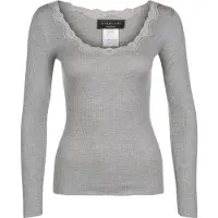Rosemunde Rwbabette Silk Ls U-Neck Lace T-Shirt - Grey - XS