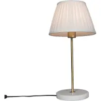 QAZQA Retro-pöytävalaisin messinkiä plisse-varjostimella valkoinen 25 cm - Kaso