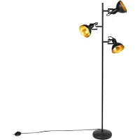 QAZQA Smart Floor Lamp Black with Gold 3-Lights Incl. 3 WiFi P45 - Tommy