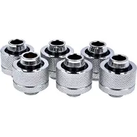 Alphacool 19/13mm Eiszapfen ruuviliitin, suora, G1/4, 6-pack, hopea