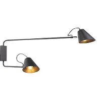 QAZQA Design-seinävalaisin musta 2-lamppu säädettävä - Lune