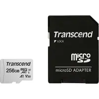 Transcend USD300S-A 256 Gt MicroSDXC UHS-I U3 V30 A1 -muistikortti + SD-adapteri, hopea