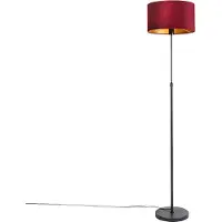 QAZQA Lattiavalaisin musta punaisella samettivarjostimella kultaisena 35 cm - Parte