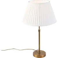 QAZQA Pronssinen pöytävalaisin pliseeratulla valkoisella varjostimella 35 cm - Parte